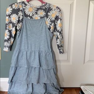 Cute dress overall and flower shirt!
